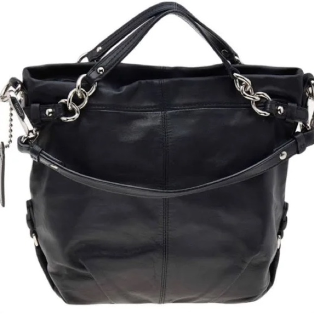 COACH-NEW WITH TAGS-Pebbled leather large Brooke purse-black
